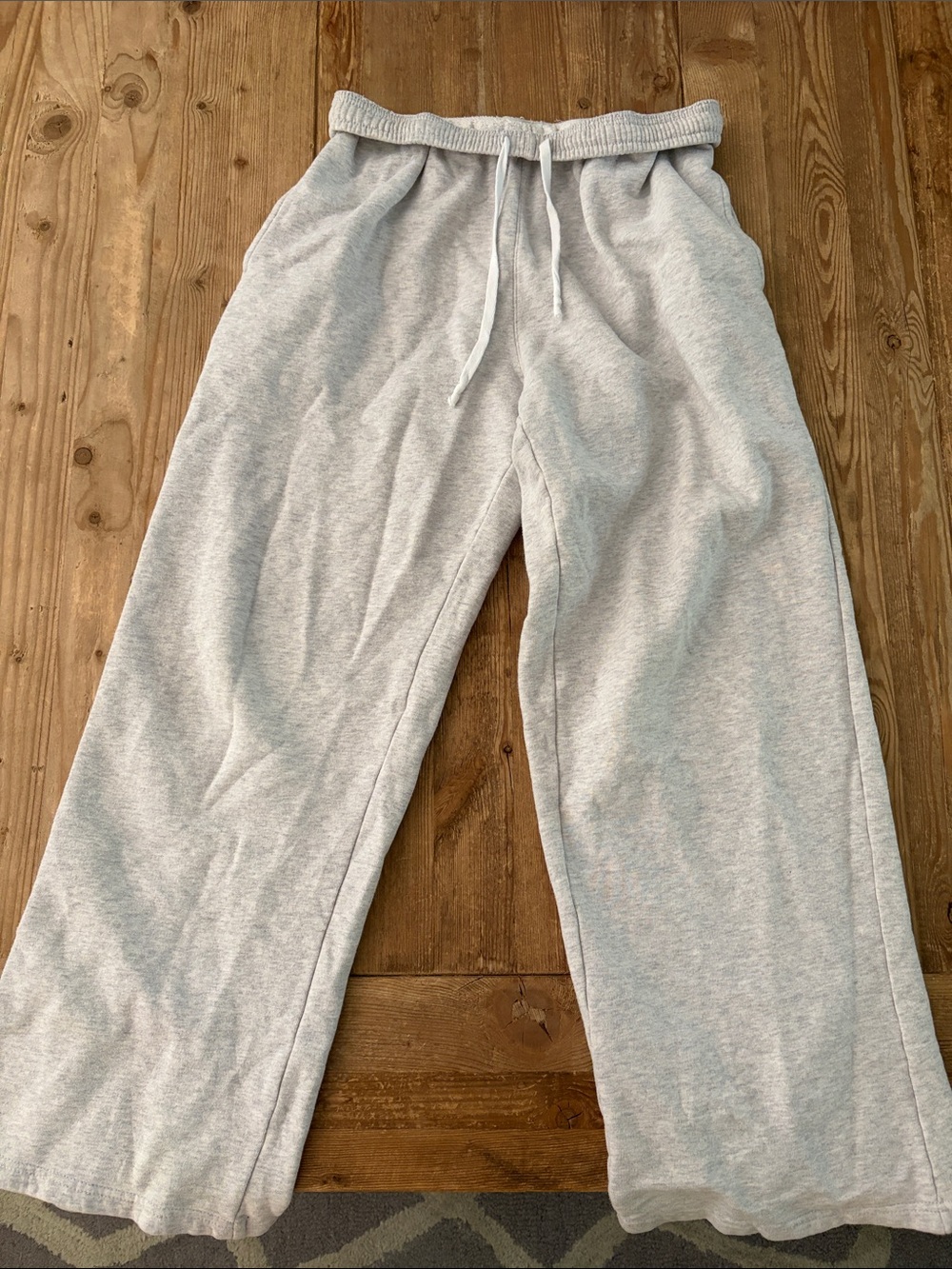 Brandy Melville Light Gray Wide-Leg Track Pants